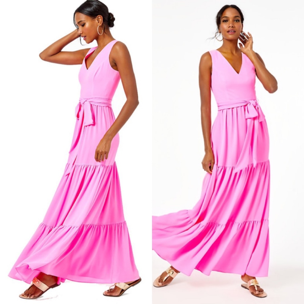 NWT Lilly Pulitzer Pink Maurine Maxi Dress 10